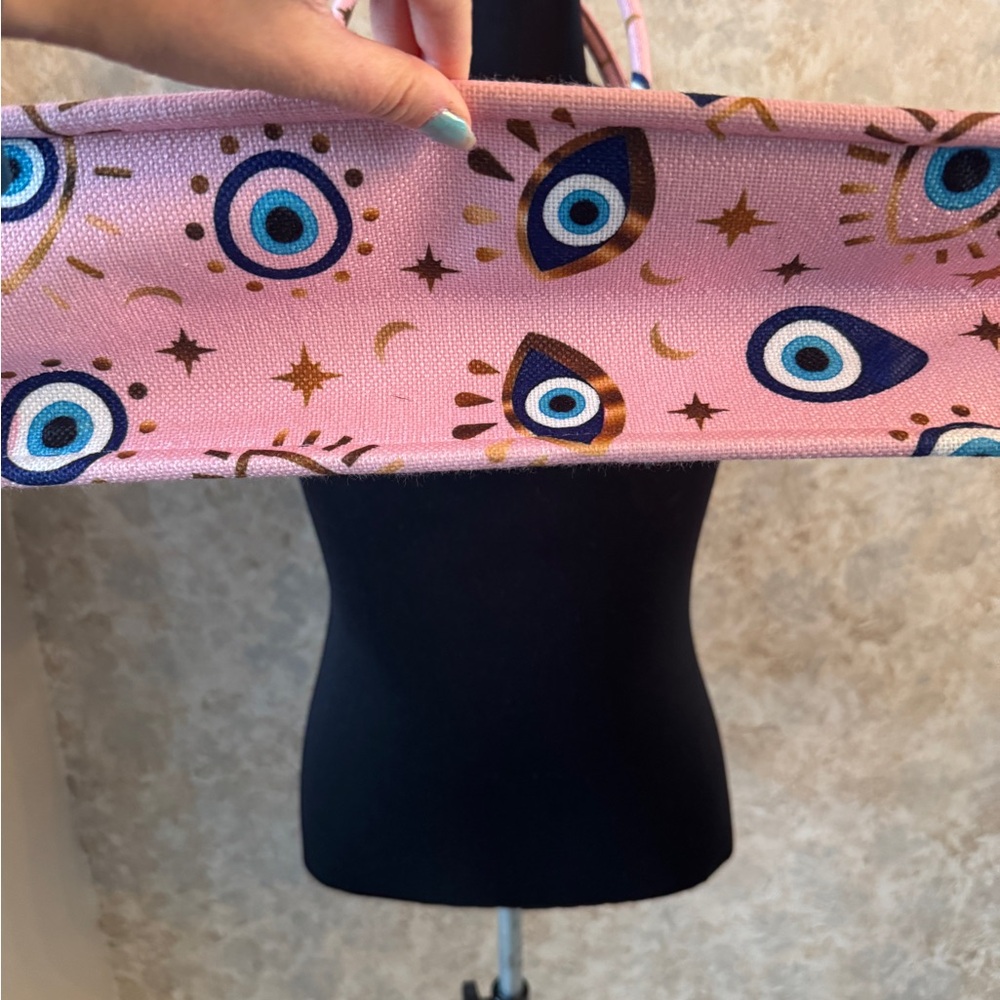 Source Unknown Pink and Blue Eye Pattern Tote - image 4